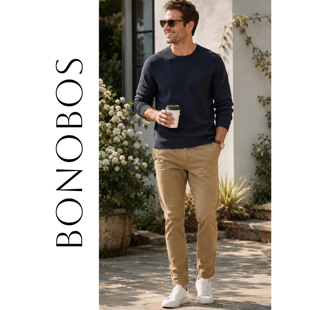 Bonobos Slim Straight Khaki Chino Pants Men's 30x30 Tan 100% Cotton Elevated